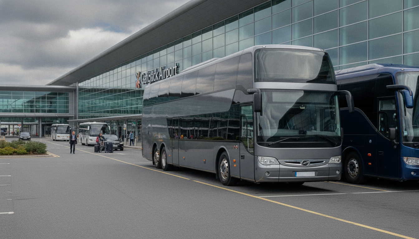 Executive Group Transfers: Arriving in Style at Gatwick Airport — executive coach meeting a group at Gatwick Airport