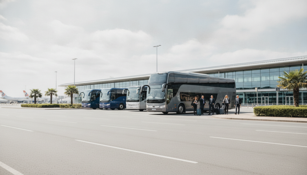Seamless Corporate Travel: Your Premium Gatwick Coach Hire Guide — executive coach meeting a group at Gatwick Airport