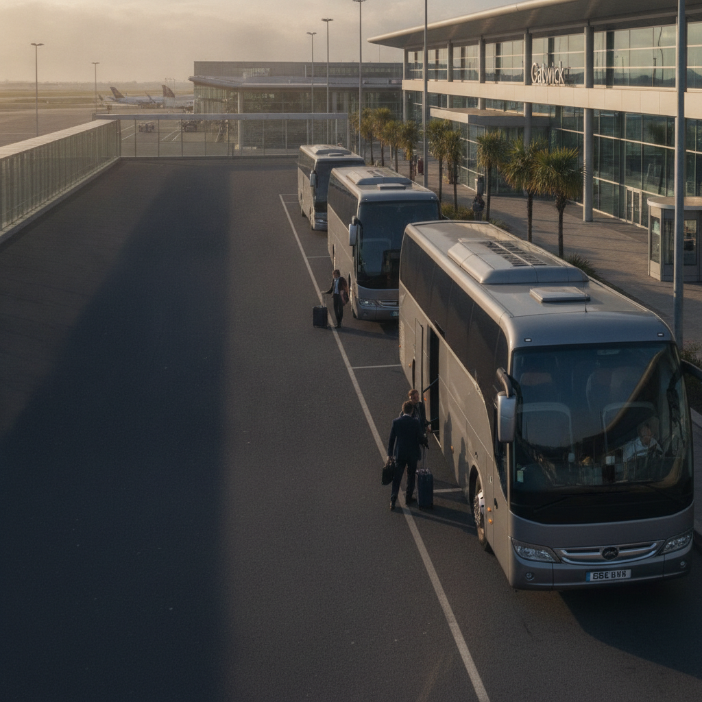 Group Types We Serve | Gatwick — executive coach meeting a group at Gatwick Airport