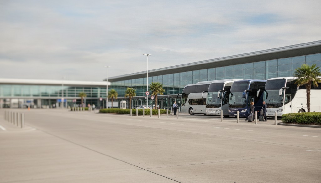 Exploring the UK: Group Coach Tours Starting from Gatwick — executive coach meeting a group at Gatwick Airport