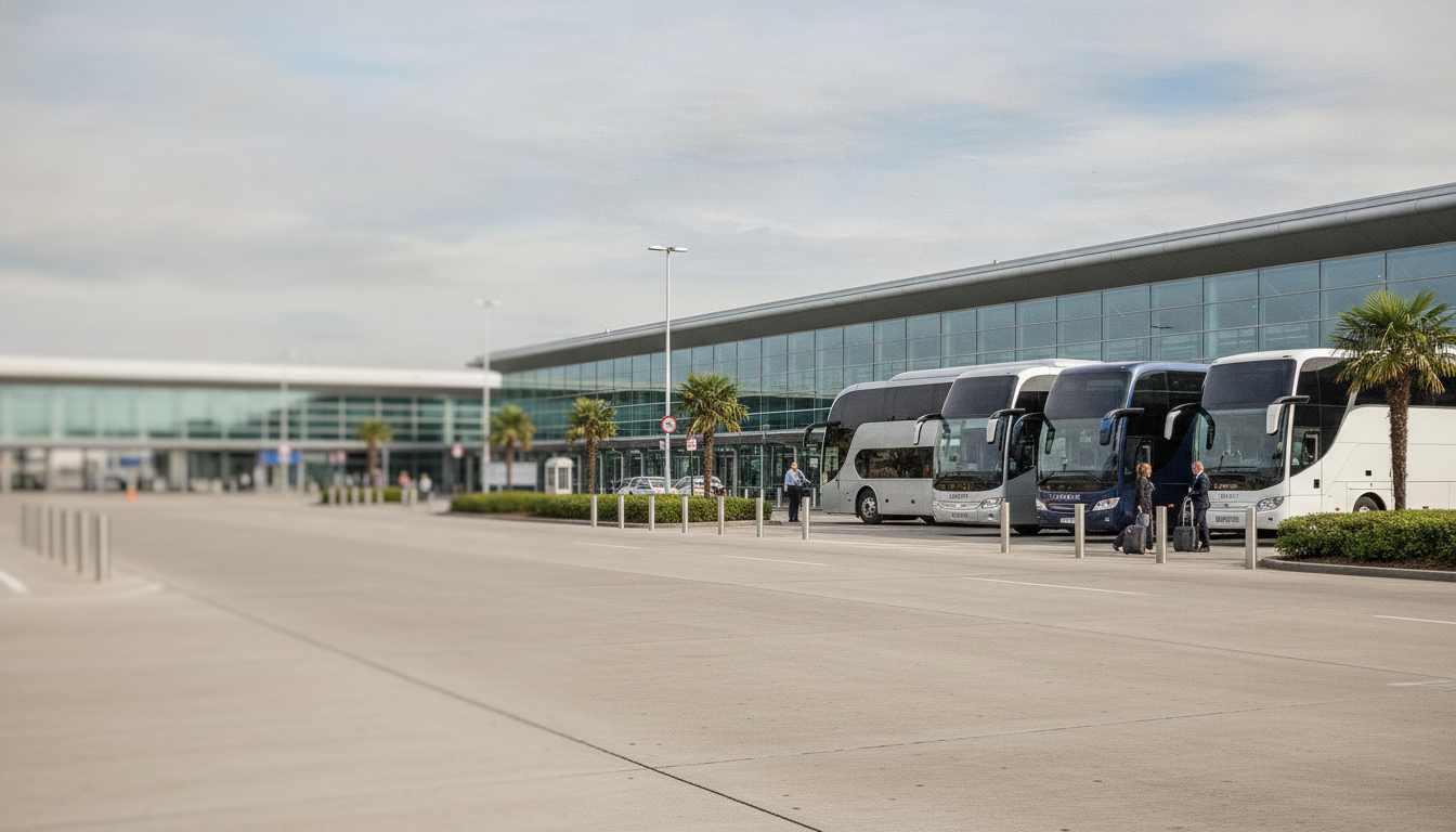 Exploring the UK: Group Coach Tours Starting from Gatwick — executive coach meeting a group at Gatwick Airport