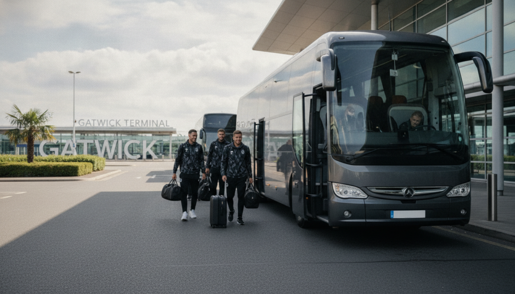 Sports Team Transport: Getting Your Squad to Gatwick On Time — executive coach meeting a group at Gatwick Airport